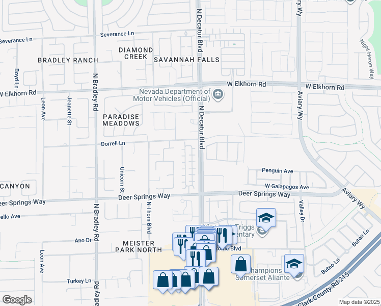 map of restaurants, bars, coffee shops, grocery stores, and more near 4820 Palm Tree Court in Las Vegas
