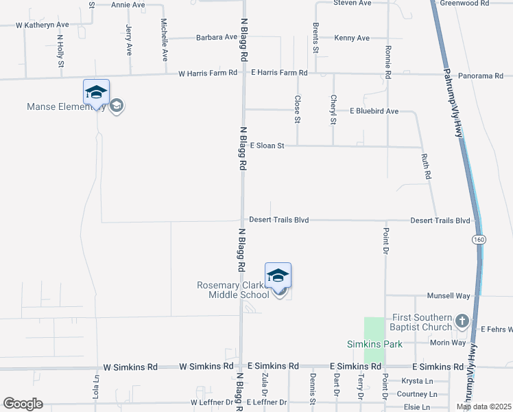 map of restaurants, bars, coffee shops, grocery stores, and more near 4501 North Blagg Road in Pahrump