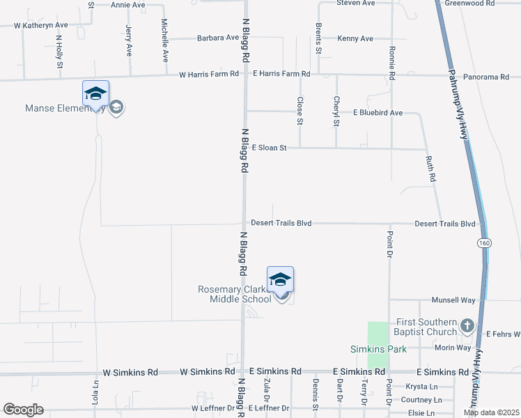 map of restaurants, bars, coffee shops, grocery stores, and more near 4501 North Blagg Road in Pahrump