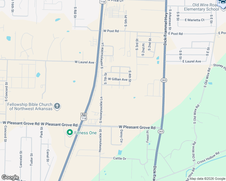 map of restaurants, bars, coffee shops, grocery stores, and more near 3204 South 5th Court in Rogers