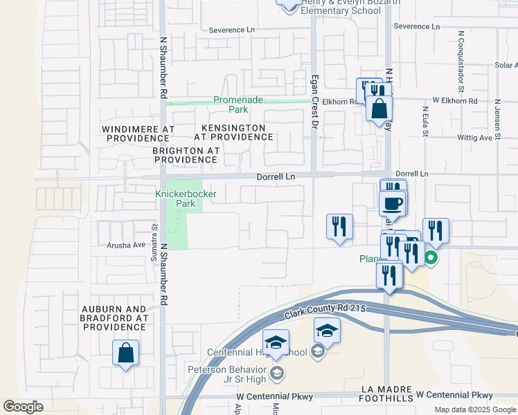 map of restaurants, bars, coffee shops, grocery stores, and more near 10429 Oak Terrace Avenue in Las Vegas