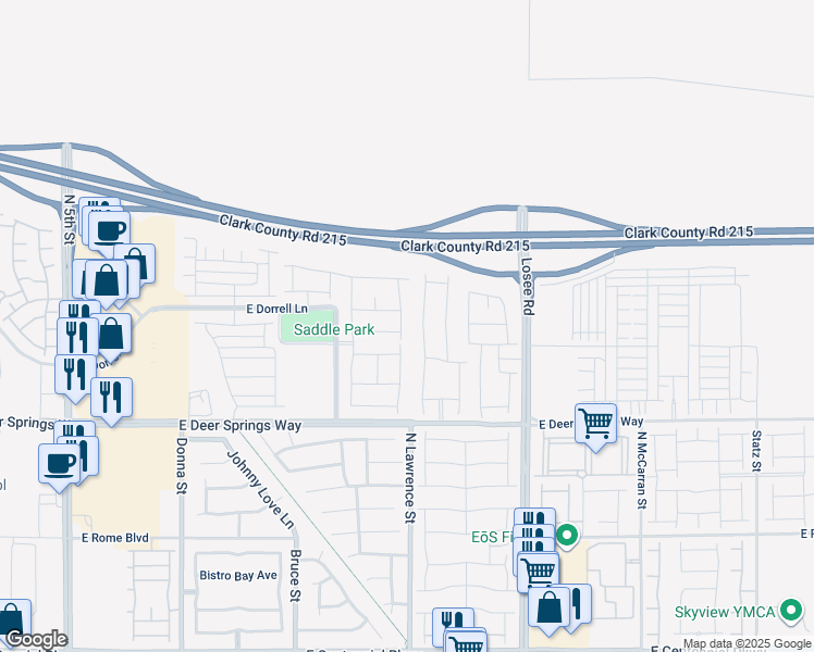 map of restaurants, bars, coffee shops, grocery stores, and more near 6948 Wildhorse Creek Street in North Las Vegas