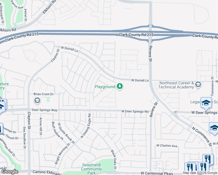map of restaurants, bars, coffee shops, grocery stores, and more near 6938 Fordham Creek Street in North Las Vegas
