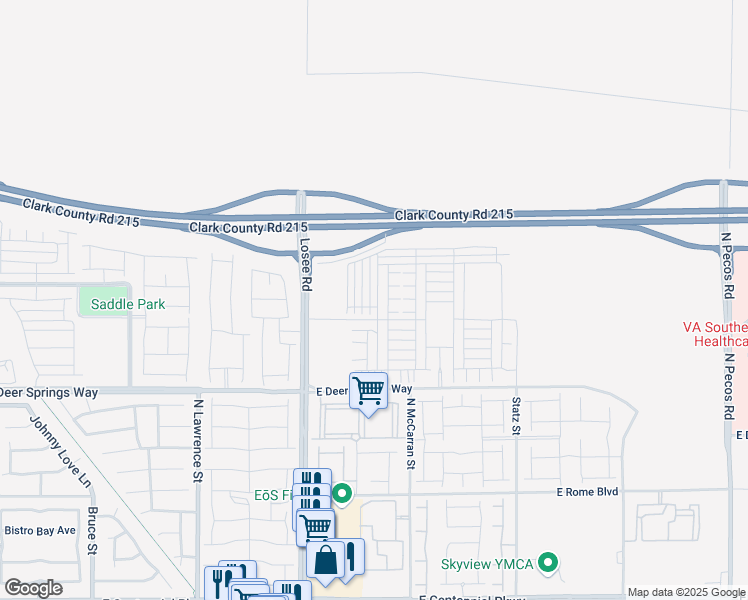 map of restaurants, bars, coffee shops, grocery stores, and more near Sunflower Pearl Avenue in North Las Vegas