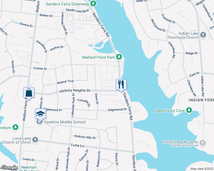 map of restaurants, bars, coffee shops, grocery stores, and more near 168 Hickory Heights Drive in Hendersonville
