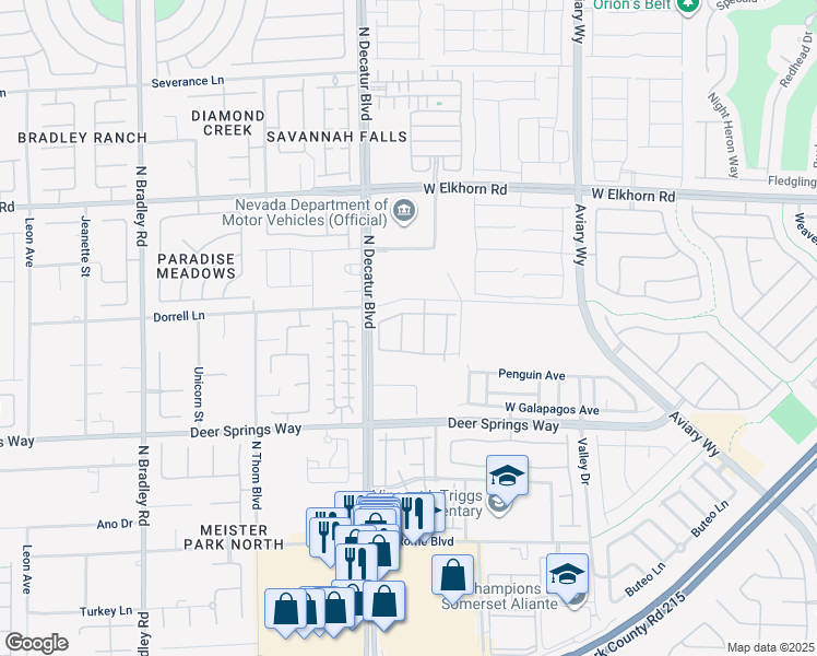 map of restaurants, bars, coffee shops, grocery stores, and more near 6936 Water Pipit Street in North Las Vegas