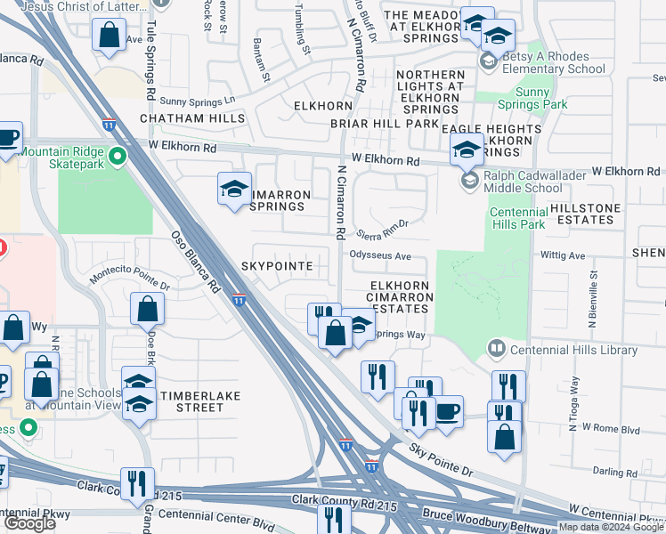 map of restaurants, bars, coffee shops, grocery stores, and more near in Las Vegas