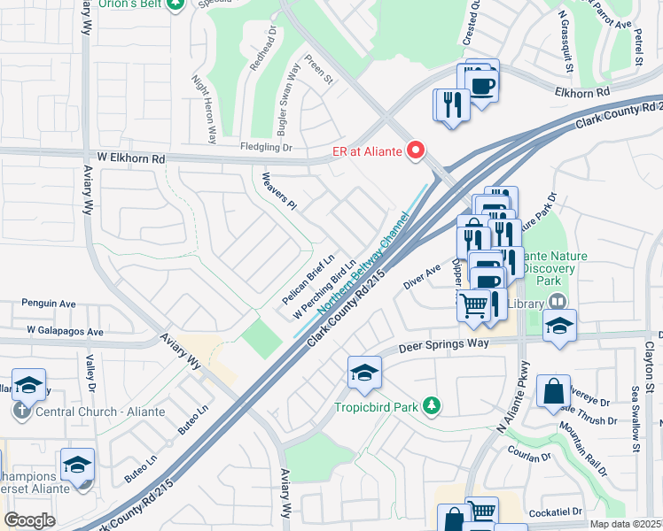 map of restaurants, bars, coffee shops, grocery stores, and more near 3421 Pelican Brief Lane in North Las Vegas