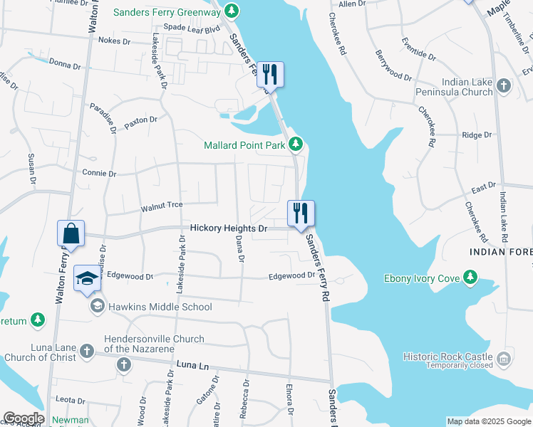 map of restaurants, bars, coffee shops, grocery stores, and more near 168 Hickory Heights Drive in Hendersonville