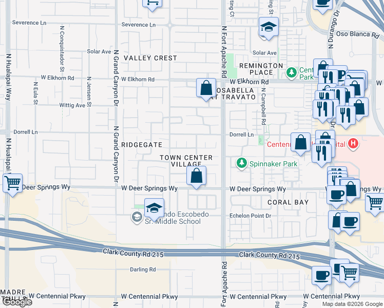 map of restaurants, bars, coffee shops, grocery stores, and more near 9304 Thunder Falls Court in Las Vegas