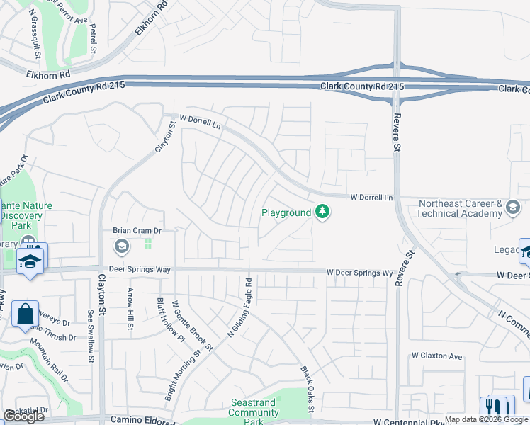 map of restaurants, bars, coffee shops, grocery stores, and more near 6907 Fordham Creek Street in North Las Vegas