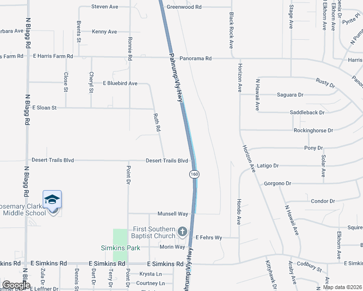 map of restaurants, bars, coffee shops, grocery stores, and more near 4560 Nevada 160 in Pahrump