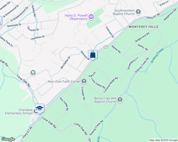 map of restaurants, bars, coffee shops, grocery stores, and more near 1807 Paty Drive in Johnson City