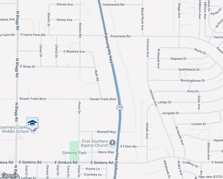 map of restaurants, bars, coffee shops, grocery stores, and more near 4560 Nevada 160 in Pahrump
