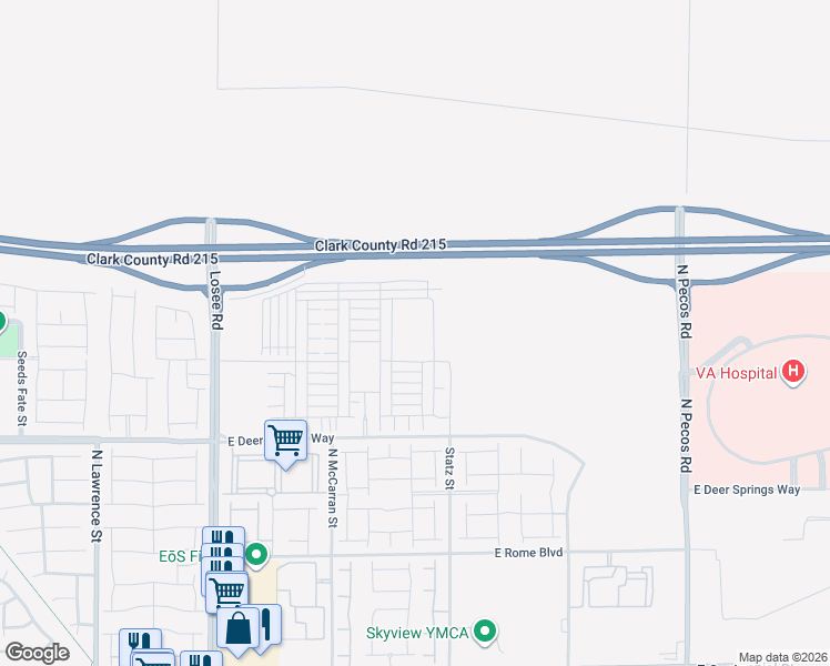 map of restaurants, bars, coffee shops, grocery stores, and more near Bruce Woodbury Beltway in North Las Vegas