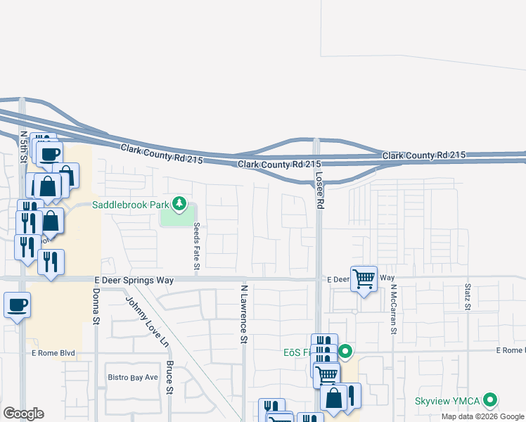 map of restaurants, bars, coffee shops, grocery stores, and more near 6955 Stone Cactus Street in North Las Vegas