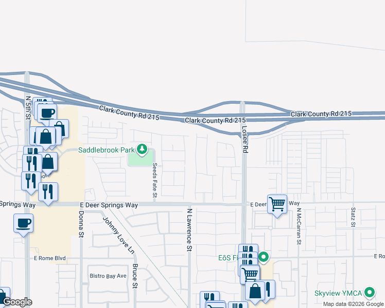 map of restaurants, bars, coffee shops, grocery stores, and more near 6951 Feather Hill Street in North Las Vegas