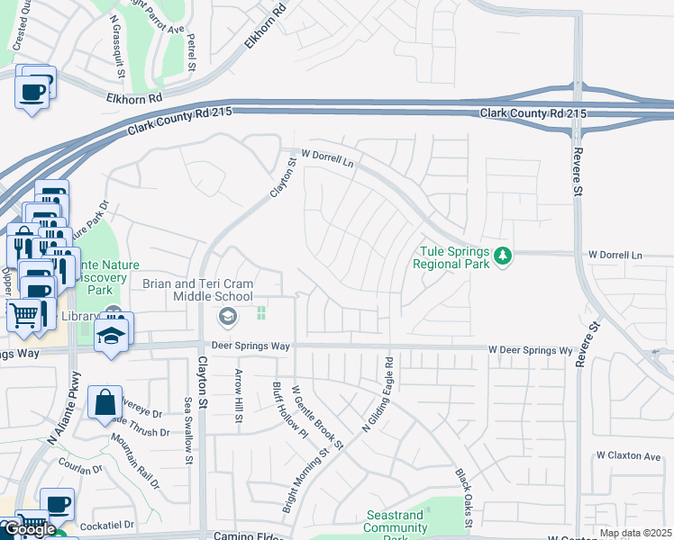 map of restaurants, bars, coffee shops, grocery stores, and more near 1640 Karst Pond Avenue in North Las Vegas