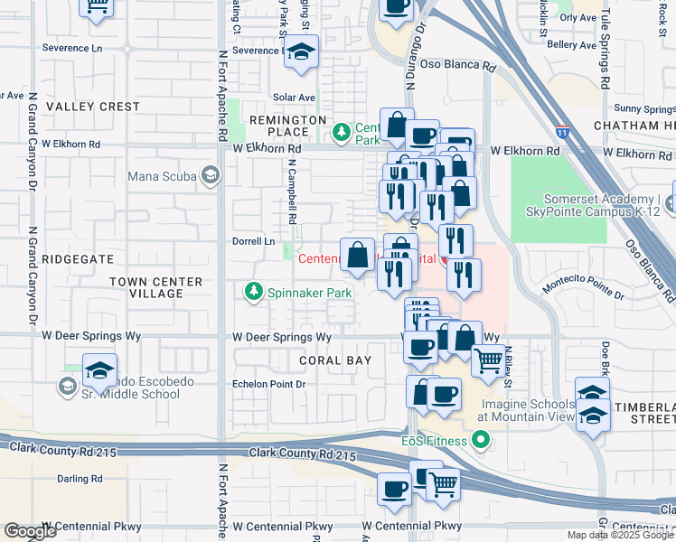 map of restaurants, bars, coffee shops, grocery stores, and more near 8981 Townbridge Avenue in Las Vegas