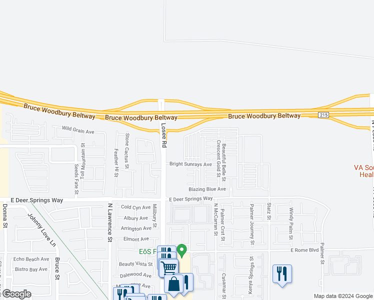 map of restaurants, bars, coffee shops, grocery stores, and more near 6953 Midnight Bronze Street in North Las Vegas