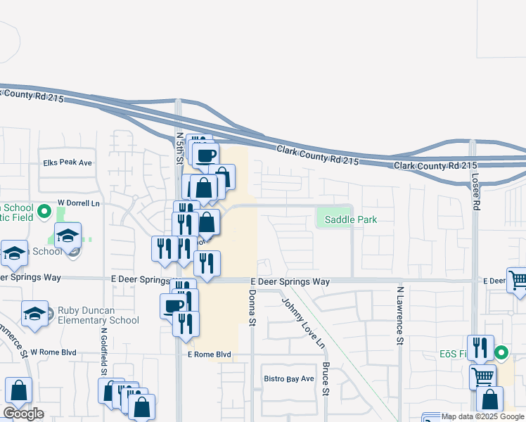 map of restaurants, bars, coffee shops, grocery stores, and more near 984 Brilliant Meadow Avenue in North Las Vegas