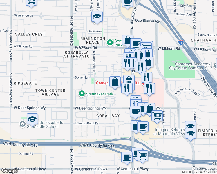 map of restaurants, bars, coffee shops, grocery stores, and more near 6908 Gothic Marigold Street in Las Vegas
