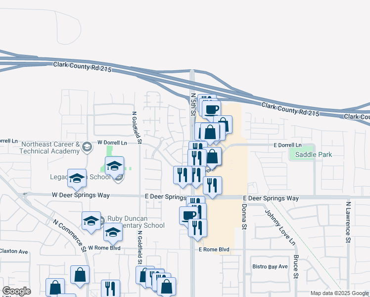 map of restaurants, bars, coffee shops, grocery stores, and more near 6940 Whispering Falls in North Las Vegas