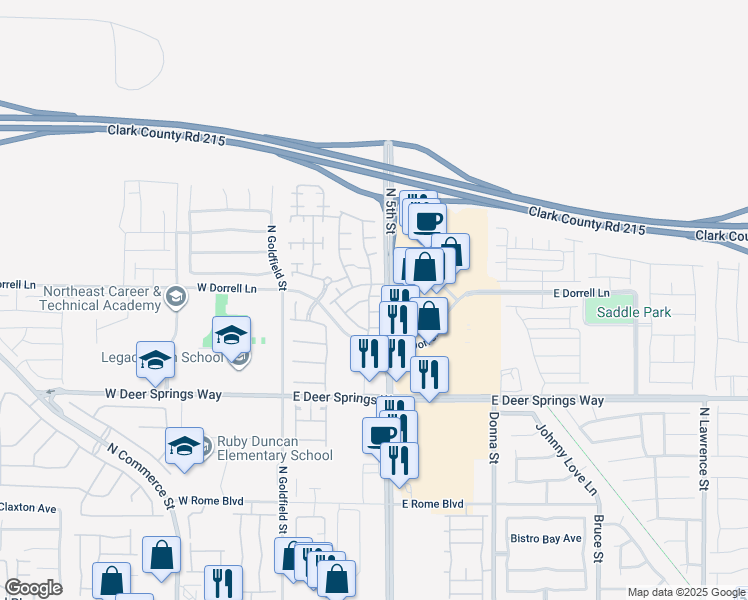 map of restaurants, bars, coffee shops, grocery stores, and more near 6940 Whispering Falls in North Las Vegas