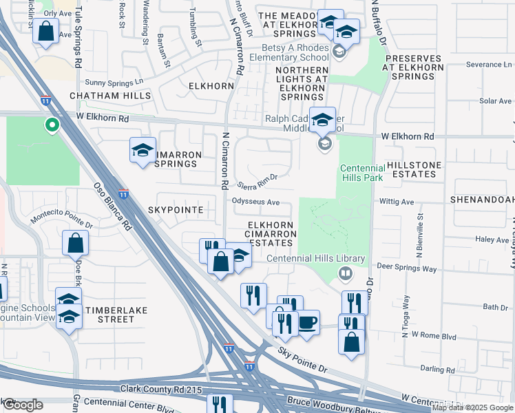 map of restaurants, bars, coffee shops, grocery stores, and more near 7901 Odysseus Avenue in Las Vegas