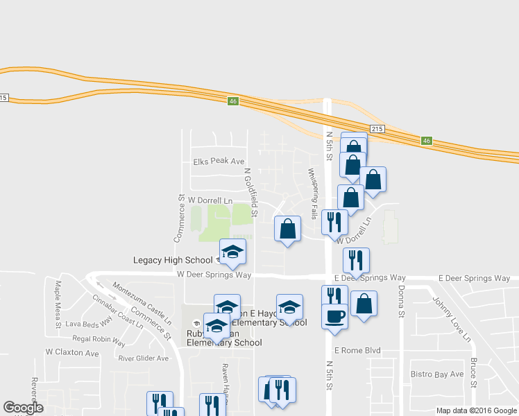 map of restaurants, bars, coffee shops, grocery stores, and more near 6969 Jacksboro Court in North Las Vegas