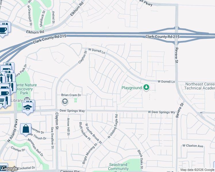 map of restaurants, bars, coffee shops, grocery stores, and more near 6924 Noah Raven Street in North Las Vegas