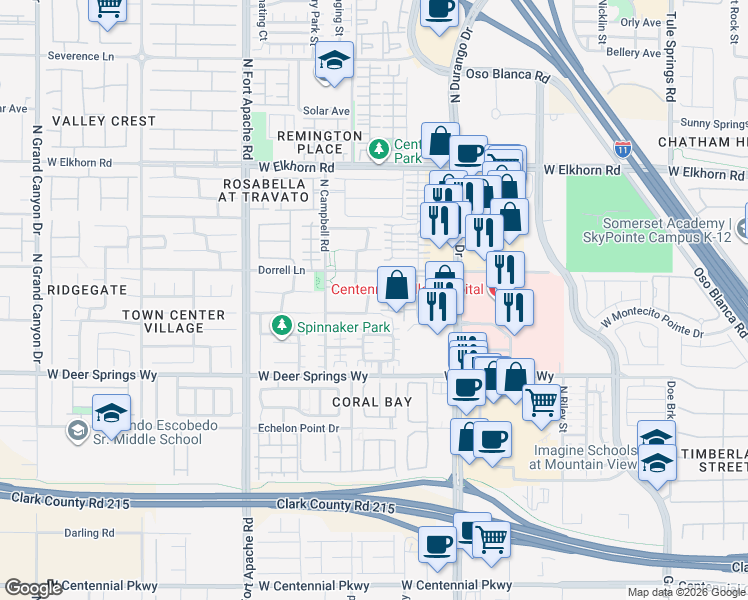 map of restaurants, bars, coffee shops, grocery stores, and more near 6912 Gothic Marigold Street in Las Vegas