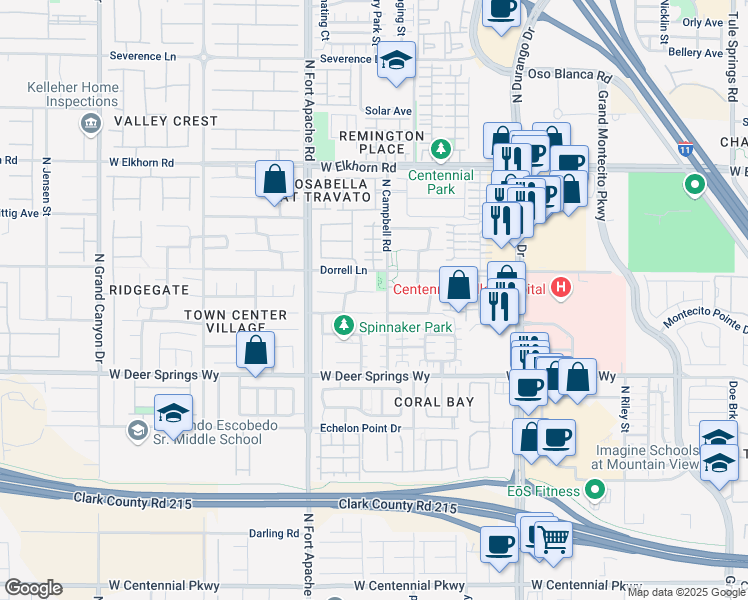 map of restaurants, bars, coffee shops, grocery stores, and more near 9101 Craven Avenue in Las Vegas