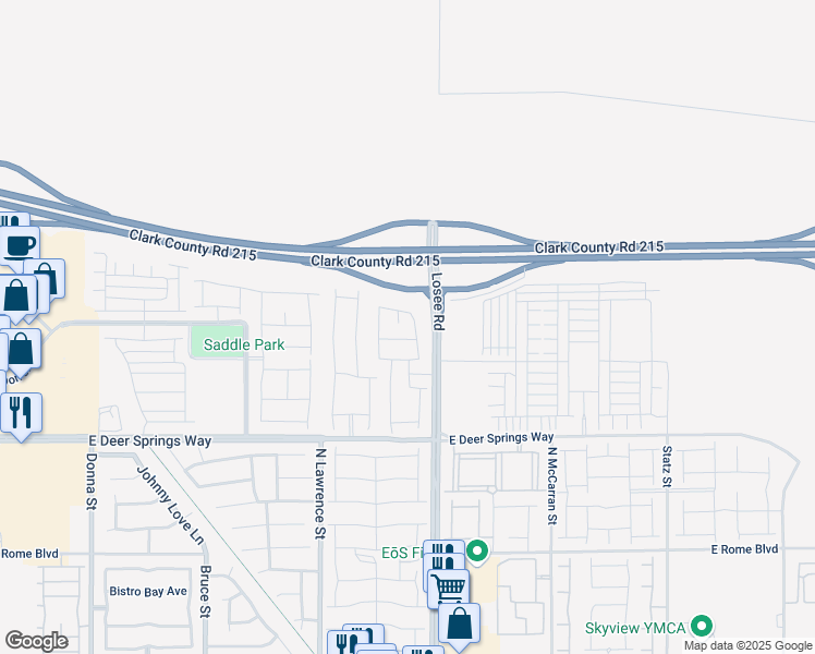 map of restaurants, bars, coffee shops, grocery stores, and more near Losee Road in North Las Vegas