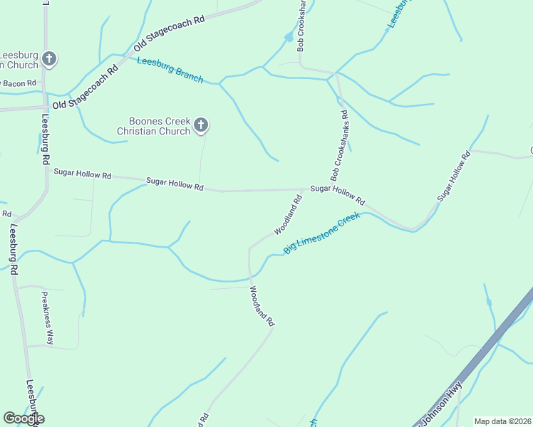 map of restaurants, bars, coffee shops, grocery stores, and more near 343 Woodland Road in Jonesborough
