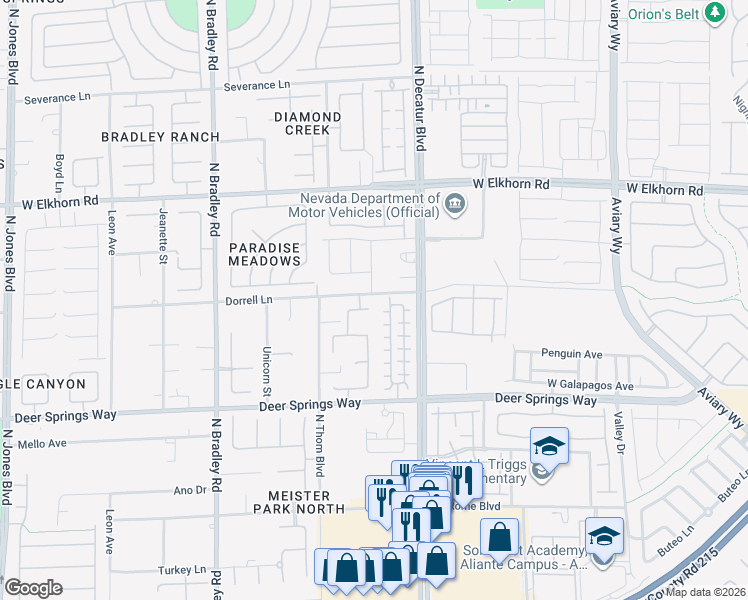 map of restaurants, bars, coffee shops, grocery stores, and more near 4904 Meadows Encore Avenue in Las Vegas