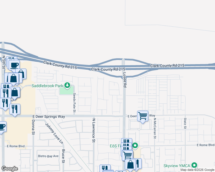 map of restaurants, bars, coffee shops, grocery stores, and more near 6973 Noche Calida Street in North Las Vegas