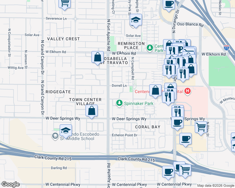 map of restaurants, bars, coffee shops, grocery stores, and more near 6917 Trace Hollow Street in Las Vegas