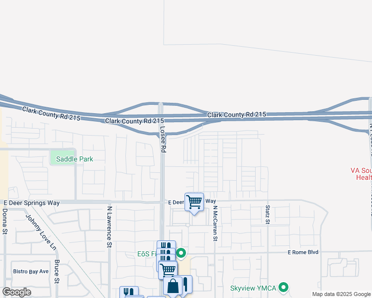 map of restaurants, bars, coffee shops, grocery stores, and more near Bruce Woodbury Beltway in North Las Vegas