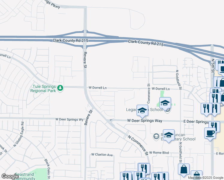 map of restaurants, bars, coffee shops, grocery stores, and more near 520 Monarch Ridge Court in North Las Vegas