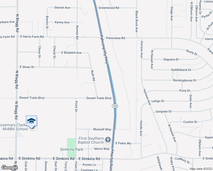 map of restaurants, bars, coffee shops, grocery stores, and more near 4590 Nevada 160 in Pahrump