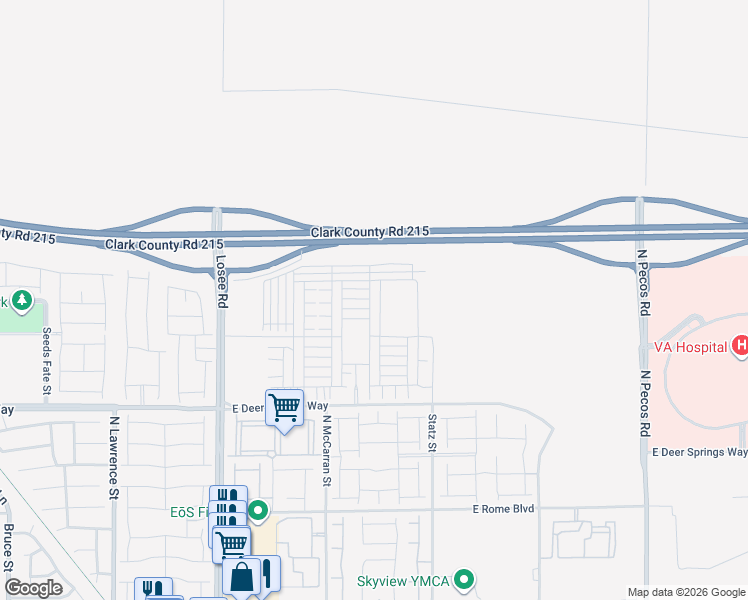map of restaurants, bars, coffee shops, grocery stores, and more near Bruce Woodbury Beltway in North Las Vegas