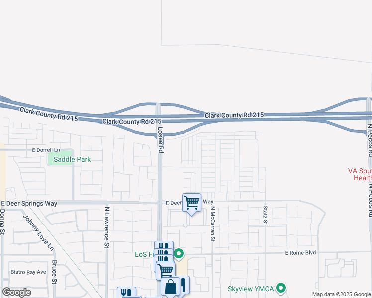 map of restaurants, bars, coffee shops, grocery stores, and more near Bruce Woodbury Beltway in North Las Vegas