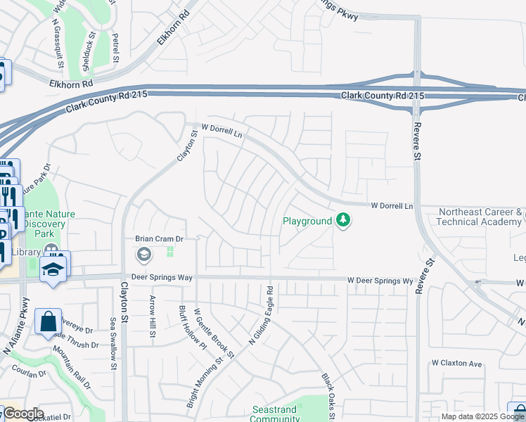 map of restaurants, bars, coffee shops, grocery stores, and more near 7010 Fossil Rim Street in North Las Vegas
