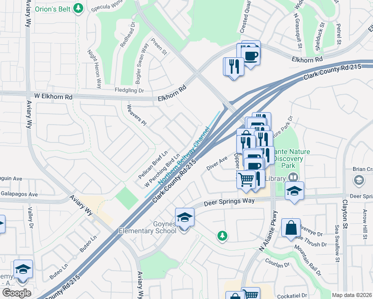 map of restaurants, bars, coffee shops, grocery stores, and more near 7014 North Pink Flamingos Place in North Las Vegas