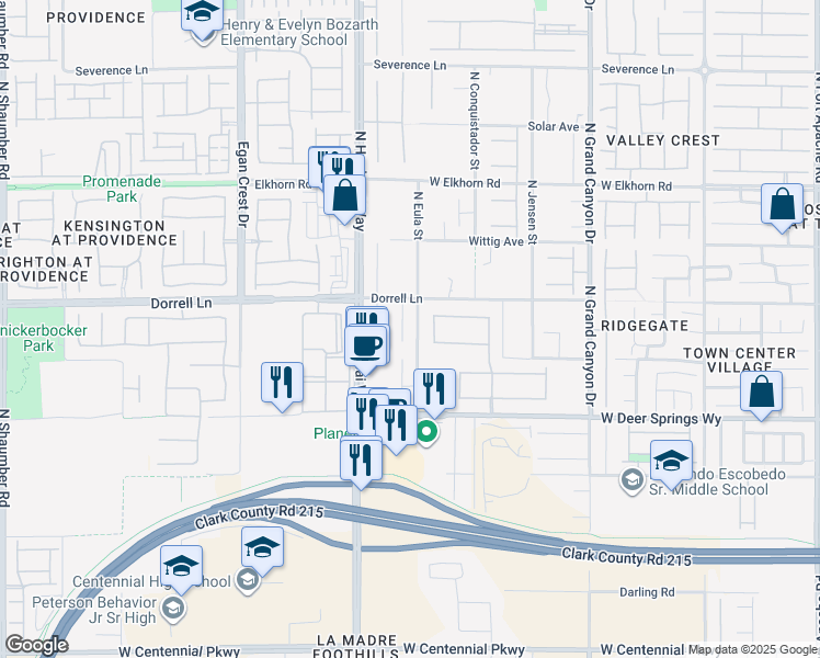 map of restaurants, bars, coffee shops, grocery stores, and more near 6975 Hopi Summit Court in Las Vegas