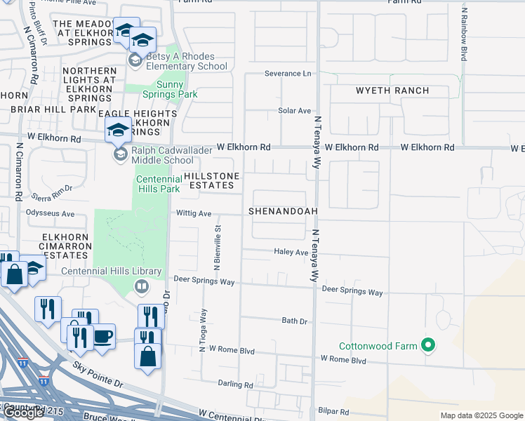 map of restaurants, bars, coffee shops, grocery stores, and more near 7331 Heggie Avenue in Las Vegas