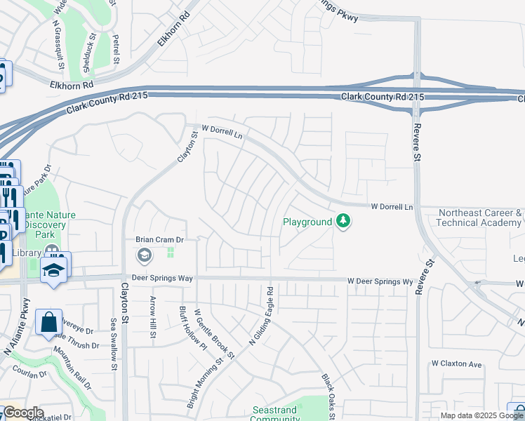map of restaurants, bars, coffee shops, grocery stores, and more near 7010 Fossil Rim Street in North Las Vegas