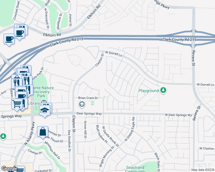 map of restaurants, bars, coffee shops, grocery stores, and more near 7003 Calvert Cliffs Street in North Las Vegas