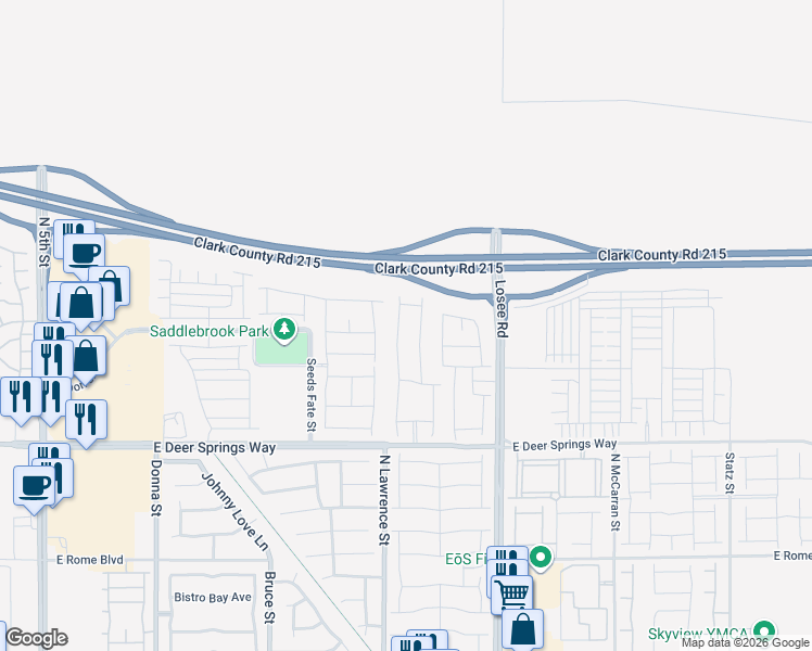 map of restaurants, bars, coffee shops, grocery stores, and more near 7006 Feather Hill Street in North Las Vegas